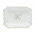 Oblong Dish With Monogram Gold 7.25 in L X 5.5 in W