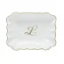 Oblong Dish With Monogram Gold 7.25 in L X 5.5 in W