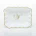 Oblong Dish With Monogram Gold 7.25 in L X 5.5 in W