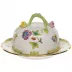 Queen Victoria Multicolor Covered Butter Dish 6 in D 3.5 in H