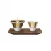 Polite Gold Set Of 2 Milk & Sugar Dishes On Tray L10" W4.5" H 5.1" (Special Order)