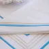 5 Bourdon 59" Square Tablecloth with Embroidery on Drop - White Linen/Blue-Gold Embroidery