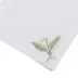 Plumes 19" Square Napkin - White Linen/Green Embroidery