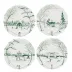 Country Estate Winter Frolic Party Plate Assorted Set of Four Evergreen