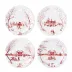 Country Estate Winter Frolic Ruby Party Plate Assorted Set of 4