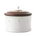 Berry & Thread Whitewash Dog Treat Canister with Wooden Lid