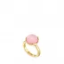 Pivoine Ring Pink Pearly On Clear Crystal, 18 Carats Yellow Gold Plated 51 (US 5.5) (Special Order)