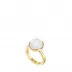 Pivoine Ring White Pearly On Clear Crystal, 18 Carats Yellow Gold Plated 51 (US 5.5) (Special Order)