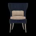 Arla Indoor/Outdoor Dining Chair Navy 30"W x 27"D x 40"H Twisted Faux Rope Clyde Beige Plaid High-Performance Fabric