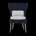 Arla Indoor/Outdoor Dining Chair Navy 30"W x 27"D x 40"H Twisted Faux Rope Danube Gray Beige Mix High-Performance Fabric