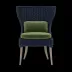 Arla Indoor/Outdoor Dining Chair Navy 30"W x 27"D x 40"H Twisted Faux Rope Havel Cactus Outdoor Performance Velvet