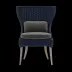 Arla Indoor/Outdoor Dining Chair Navy 30"W x 27"D x 40"H Twisted Faux Rope Havel Pewter Outdoor Performance Velvet