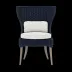 Arla Indoor/Outdoor Dining Chair Navy 30"W x 27"D x 40"H Twisted Faux Rope Lambro Cream High-Performance Boucle