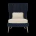 Arla Indoor/Outdoor Lounge Chair Navy 30"W x 32"D x 43"H Twisted Faux Rope Alsek Ivory High-Performance Fabric