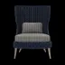 Arla Indoor/Outdoor Lounge Chair Navy 30"W x 32"D x 43"H Twisted Faux Rope Clyde Charcoal Plaid High-Performance Fabric
