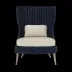 Arla Indoor/Outdoor Lounge Chair Navy 30"W x 32"D x 43"H Twisted Faux Rope Garonne Cream Marine Leather