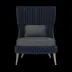 Arla Indoor/Outdoor Lounge Chair Navy 30"W x 32"D x 43"H Twisted Faux Rope Garonne Dark Gray Marine Leather
