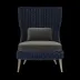 Arla Indoor/Outdoor Lounge Chair Navy 30"W x 32"D x 43"H Twisted Faux Rope Havel Pewter Outdoor Performance Velvet