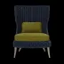 Arla Indoor/Outdoor Lounge Chair Navy 30"W x 32"D x 43"H Twisted Faux Rope Lambro Olive High-Performance Boucle