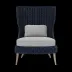 Arla Indoor/Outdoor Lounge Chair Navy 30"W x 32"D x 43"H Twisted Faux Rope Pagua Pearl
