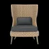 Arla Indoor/Outdoor Lounge Chair Natural 30"W x 32"D x 43"H Twisted Faux Rope Garonne Dark Gray Marine Leather
