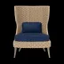 Arla Indoor/Outdoor Lounge Chair Natural 30"W x 32"D x 43"H Twisted Faux Rope Garonne Navy Marine Leather