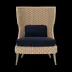 Arla Indoor/Outdoor Lounge Chair Natural 30"W x 32"D x 43"H Twisted Faux Rope Lambro Navy High-Performance Boucle