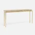 Benjamin Console Table Texturized Gold Steel 60"L x 10"W x 31"H Crystal Stone Beige