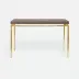 Benjamin Console Table Texturized Gold Steel 48"L x 18"W x 31"H Realistic Faux Shagreen Dark Mushroom