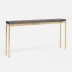 Benjamin Slim Narrow Console Texturized Gold Steel 60"L x 10"W x 31"H Realistic Faux Shagreen Dark Mushroom