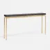 Benjamin Slim Narrow Console Texturized Gold Steel 60"L x 10"W x 31"H Faux Linen Charcoal