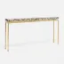 Benjamin Slim Narrow Console Texturized Gold Steel 60"L x 10"W x 31"H Shell Silver Mother of Pearl