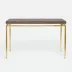 Benjamin Console Table Texturized Gold Steel 60"L x 18"W x 31"H Realistic Faux Shagreen Dark Mushroom