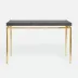 Benjamin Console Table Texturized Gold Steel 60"L x 18"W x 31"H Faux Linen Charcoal