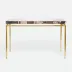 Benjamin Console Table Texturized Gold Steel 60"L x 18"W x 31"H Petrified Wood Dark Mix