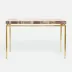 Benjamin Console Table Texturized Gold Steel 60"L x 18"W x 31"H Petrified Wood Light Mix