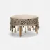Izzy White Sand/Weathered Natural Performance Macrame/Rustic Teak Coffee Table 28"D x 18"H