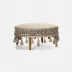 Izzy White Sand/Weathered Natural Performance Macrame/Rustic Teak Coffee Table 36"D x 18"H