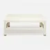 Jarin Coffee Table White Faux Belgian Linen 48"L x 48"W x 18"H