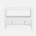 Jarin Low Nightstand Designer White Faux Belgian Linen 30"L x 18"W x 22"H