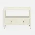 Jarin Low Nightstand White Faux Belgian Linen 30"L x 18"W x 22"H