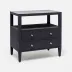 Jarin Nightstand Dark Navy Faux Belgian Linen 30"L x 18"W x 30"H