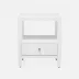 Jarin Low Nightstand Designer White Faux Belgian Linen 18"L x 18"W x 22"H