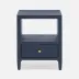 Jarin Low Nightstand True Navy Faux Belgian Linen 18"L x 18"W x 22"H