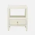 Jarin Low Nightstand White Faux Belgian Linen 18"L x 18"W x 22"H