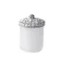 Ambrosia White Quartz/Silver Round Q-Tip/Cotton Ball Holder (3.75"W x 5.5"H)