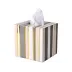 Catalina Natural/Gold Coordinated Enamel Stripes Square Tissue Holder (5.75"L x 5.25"W x 6"H)