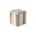 Catalina Natural/Gold Coordinated Enamel Stripes Tall Square Container (3.75"W x 3.75"L x 5"H)