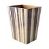 Catalina Natural/Gold Coordinated Enamel Stripes Straight Wastebasket + Liner (8.75"L x 7"W x 11.5"H)