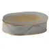 Marbleous Faux Marble Oatmeal Enamel/Gold Trim  Oval Soap Dish (5.5"L x 4"W x 1.5"H)